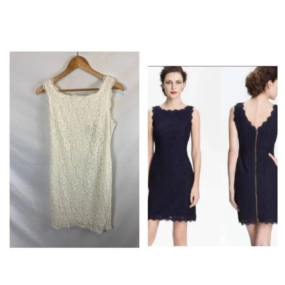 Adrianna Papell Cream Lace Overlay Sheath Dress Size 10 - Image 2