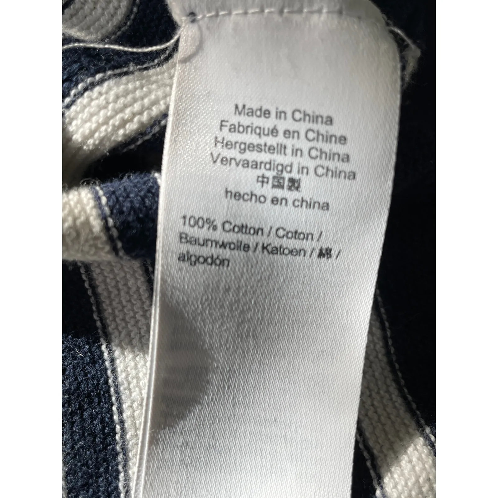 J. Crew Navy White Striped Cotton Sweater Large - Image 7