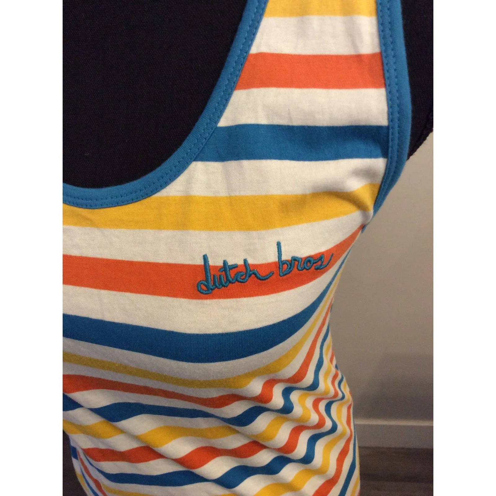 Dutch Brothers Striped Tank Top Shirt Small S Cotton - Image 5