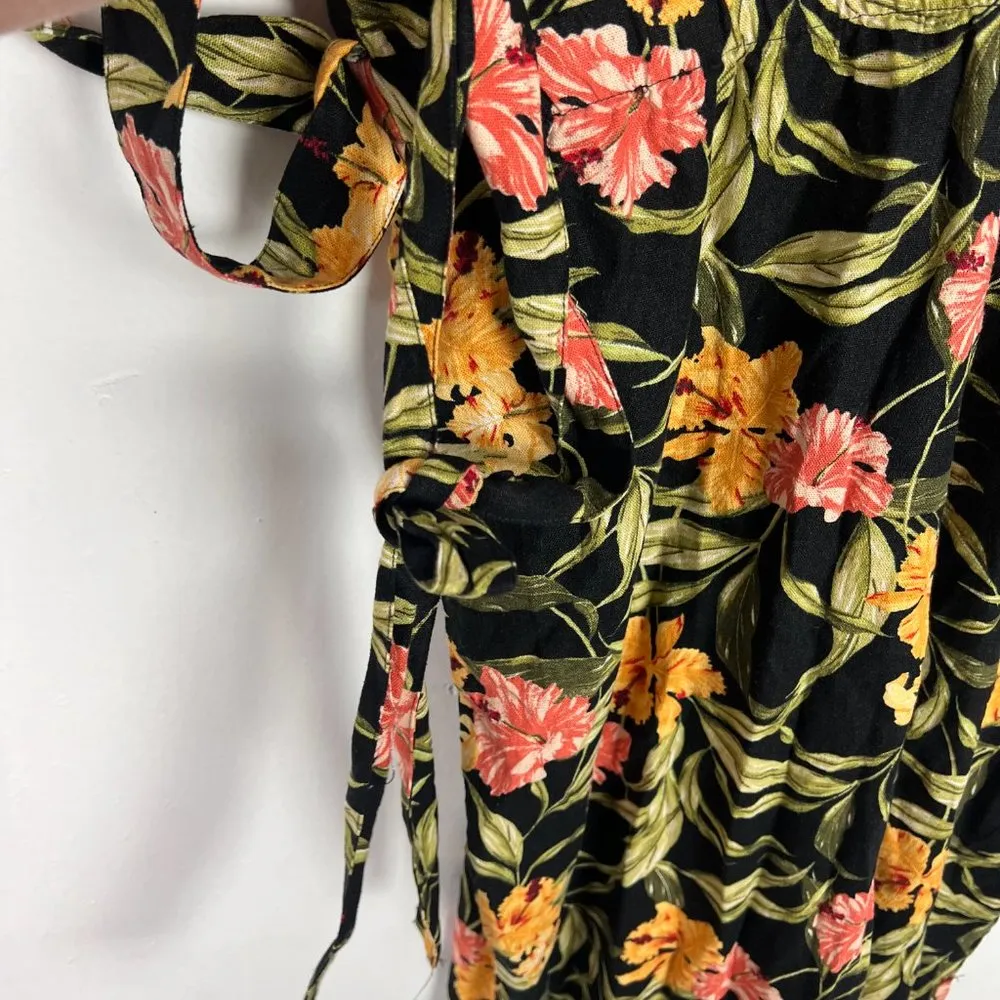 NWT Kensie Linen Blend Floral Print Tie Back V-Neck Crop Jumpsuit Size Medium M - Image 6