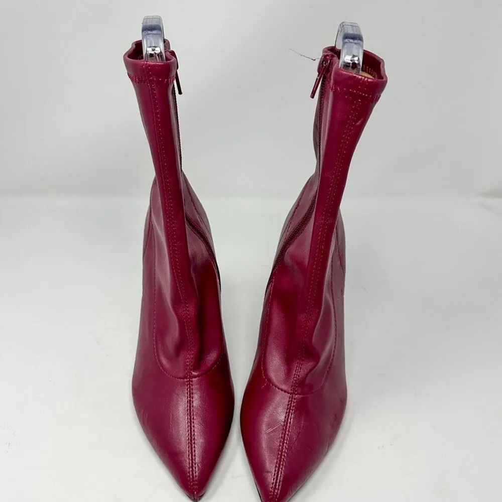 NEW Open Edit Erika Pink Burgundy Wedge Ankle Bootie Zip up Clear Heel, Size 6 - Image 12