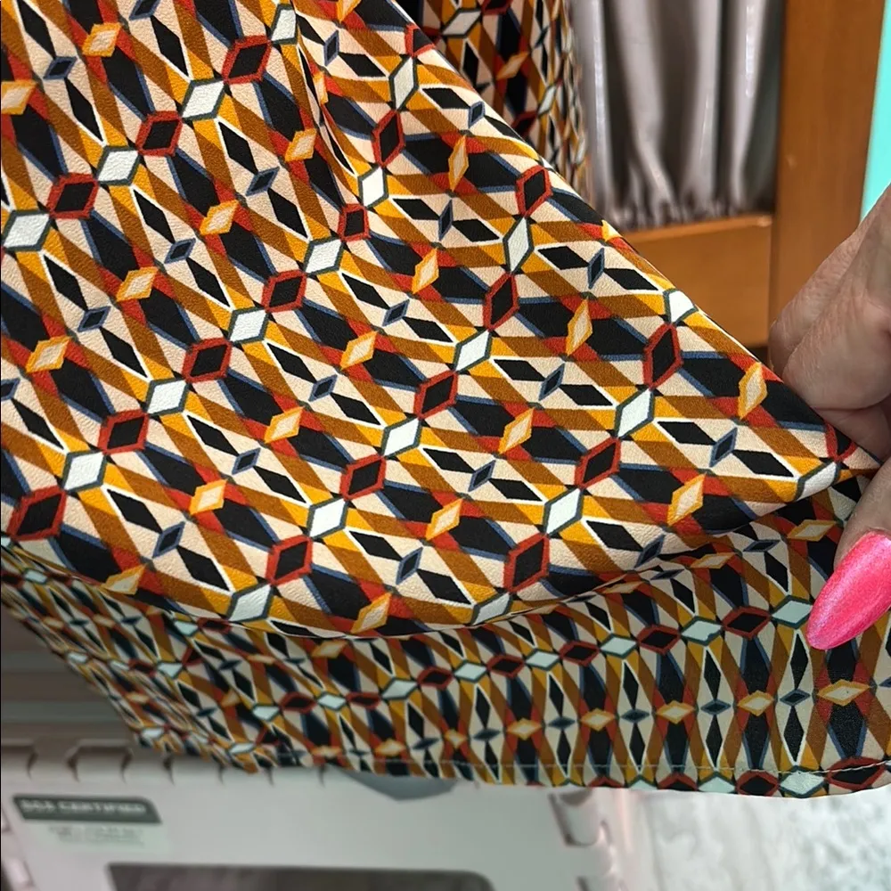 Lelis brand Stylish Wide Leg Pants in Multicolor Pattern Red Size XS - Image 5