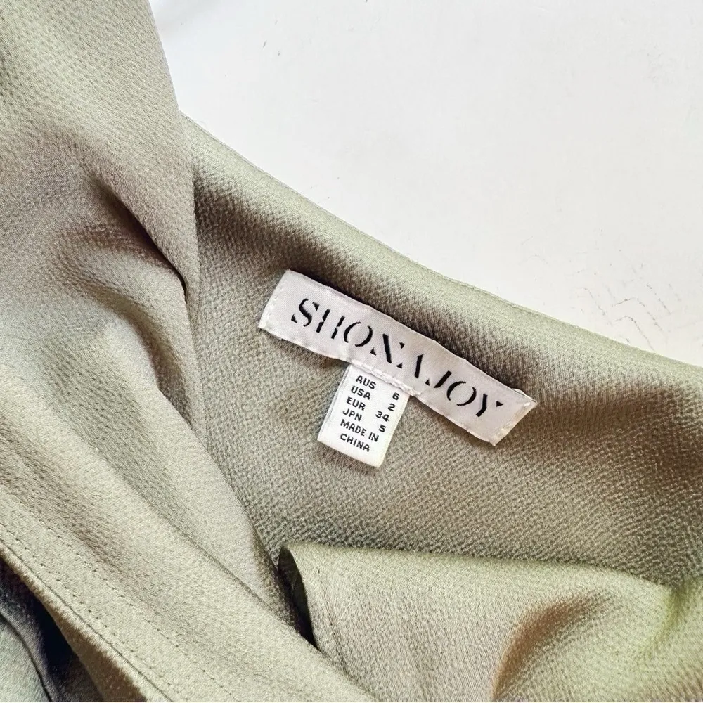 Shona Joy Luxe Bias Frill Wrap Dress Eucalyptus Sleeveless - Image 7