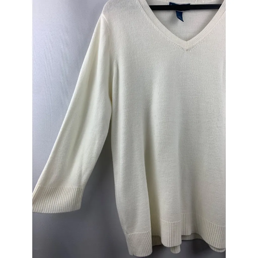 Woman’s Karen Scott White V Neck Sweater Size 1X - Image 5