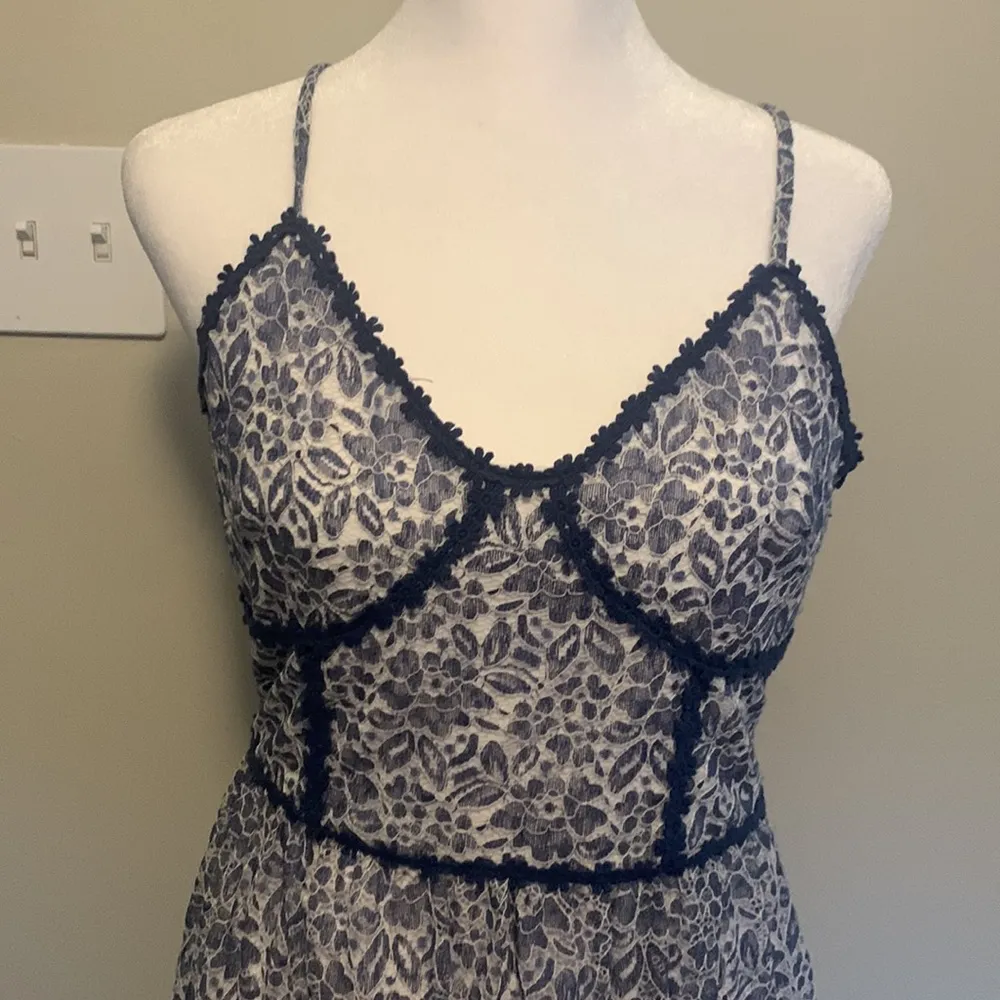 NSR Prairie WHITE & BLUE Floral LACE Tea Party MIDI DRESS - Image 7