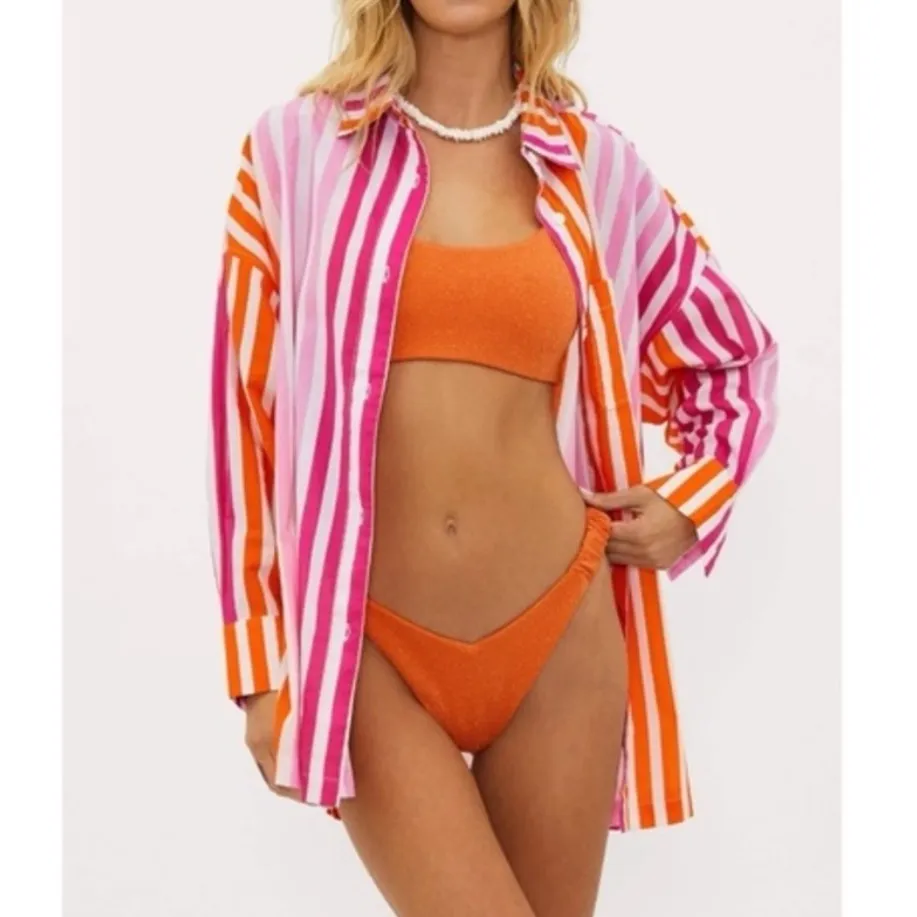 NWOT Beach Riot Alexa cotton button front coverup top LP - Image 4