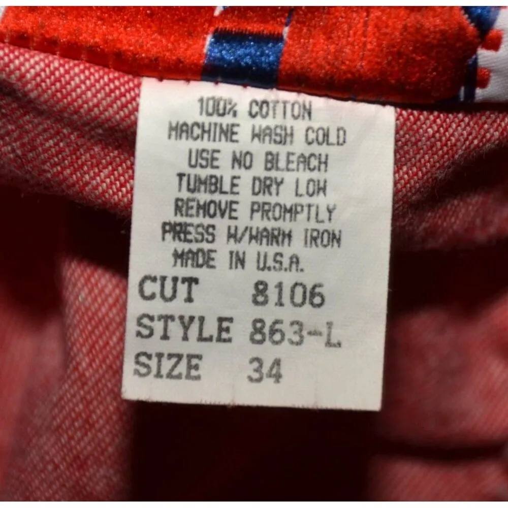 Vintage Ladies 14 L Red Denim Maxi Skirt Elastic Waist Modest Western Prairie Size L - Image 10