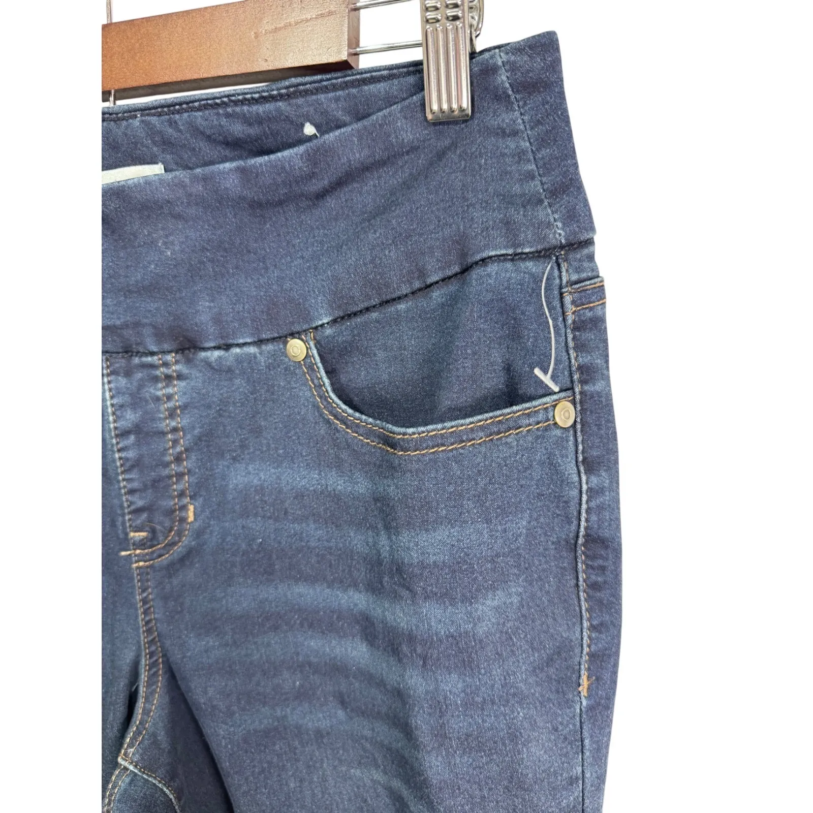 Christopher & Banks Petite Dark Wash Stretch Denim Pull On Jeggings Size P/XL - Image 6