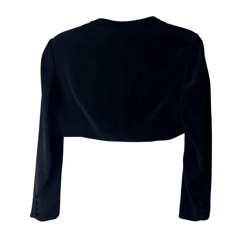 Jones New York Black Cropped Blazer with Shoulder Pads - Image 3