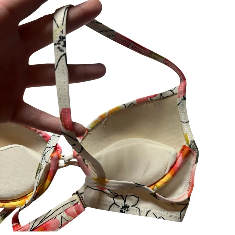 Vintage 90s White Tropical Floral Flower Hawaiian White Bikini Top 6 small - Image 7