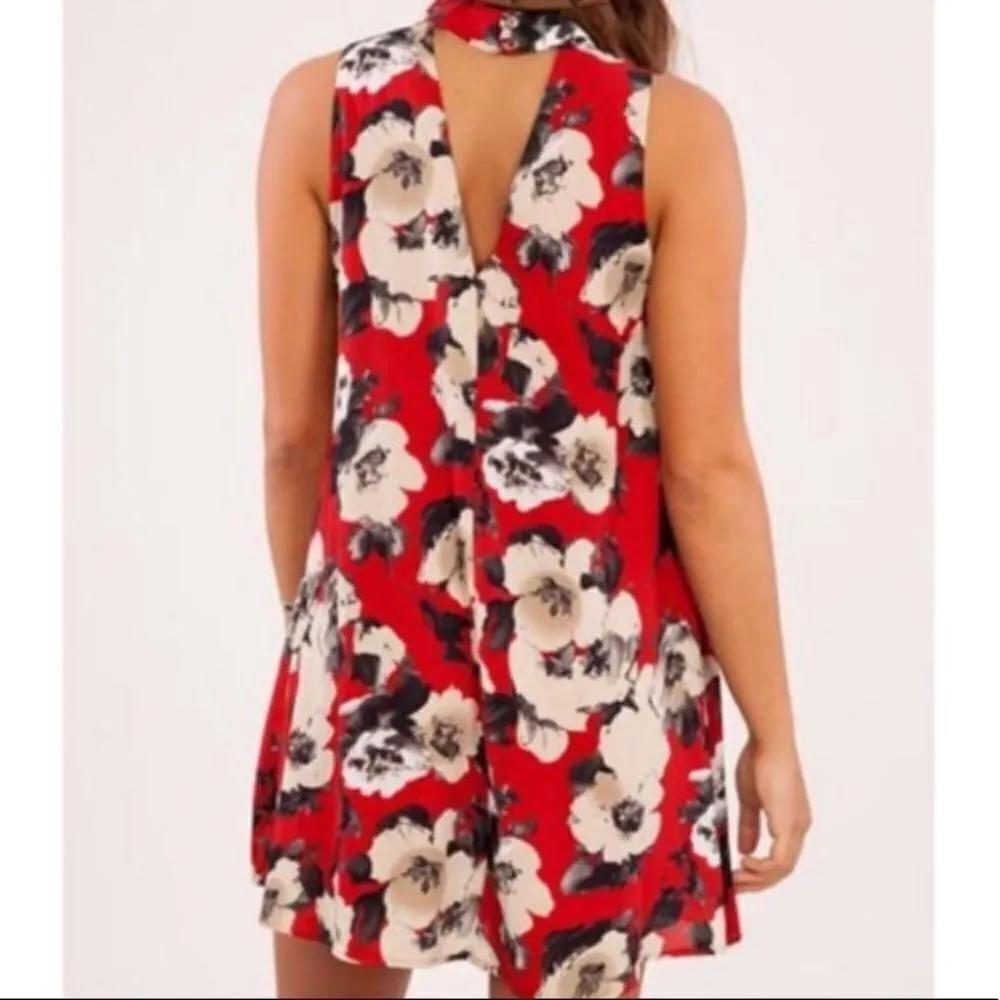‎Floral Choker Dress Red - Image 6