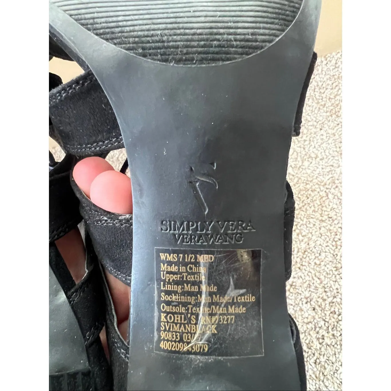 Simply Vera Vera Wang Black Heels Woman’s Size 7.5 Preowned - Image 12