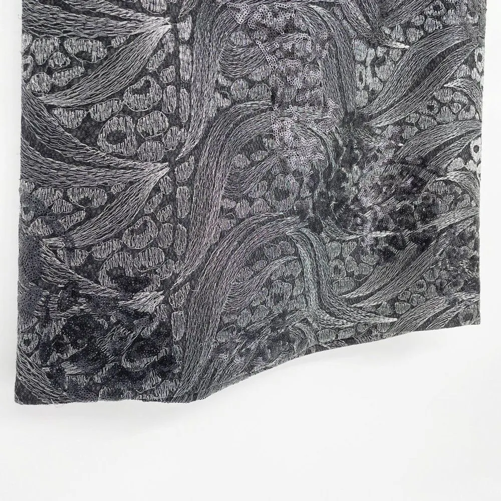 Ann Taylor Metallic Sequin Pencil Mini Skirt Black Women's 12 - Image 3