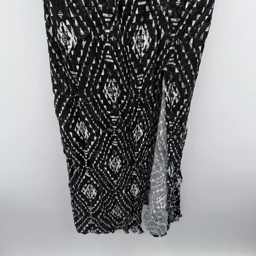 Y2K Mudd Black‎ & White Geometric Print Sleeveless Front Slit Maxi Dress Sz XL - Image 3