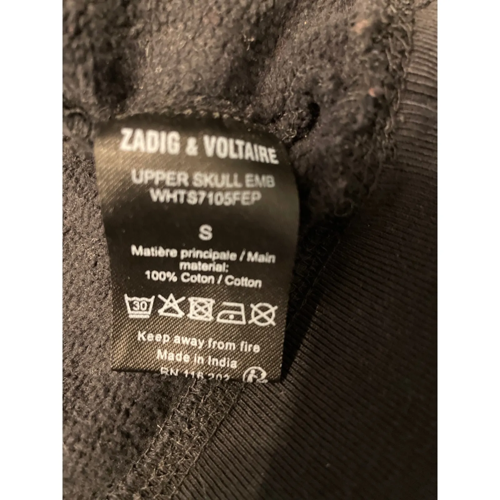 ZADIG&VOLTAIRE Skull Black Sweatshirt Gold Embellishment Raglan Sleeve Size S - Image 5