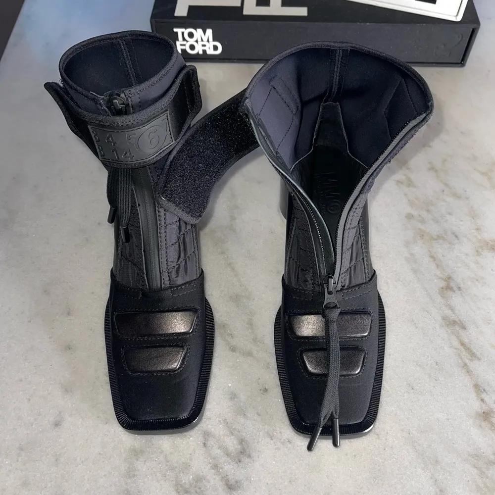 New MM6 Maison Margiela Black Moto Boots Size 5 - Image 10