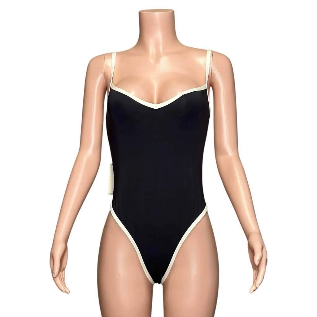 MONDAY SWIMWEAR Ravello One Piece Swim, Blavk/Ivory, Large Black - Image 7