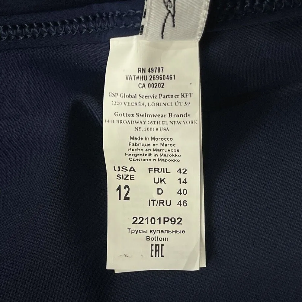 Profile by Gottex Palm Springs SZ 12 Swim Skirt Side Slit Ruffled UPF 50+ Blue - Image 7