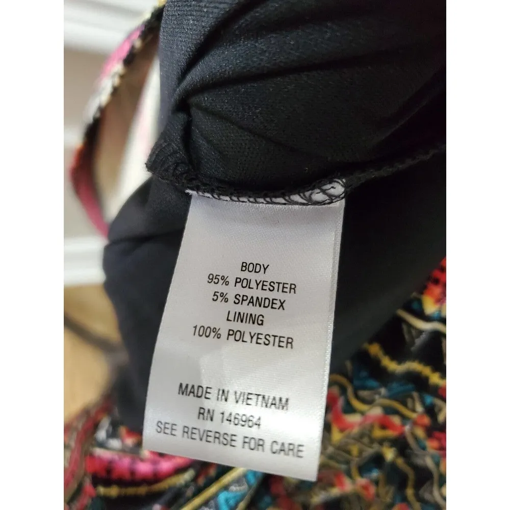 Signature Womens Multicolor Polyester Round Neck Long Sleeve Knee Length Dress M Size M - Image 9