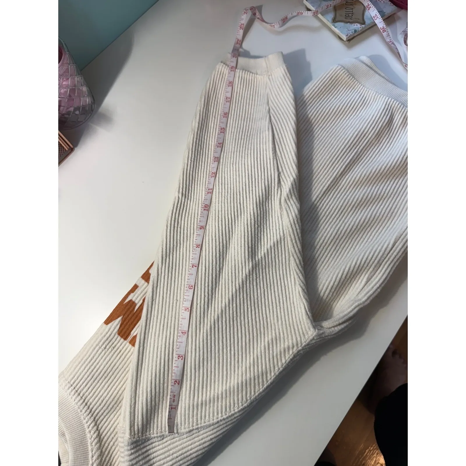 MV‎ Sport Womens Size S Cream Ribbed Pumpkin Spice Graphic Sweatshirt Pullover - Image 5