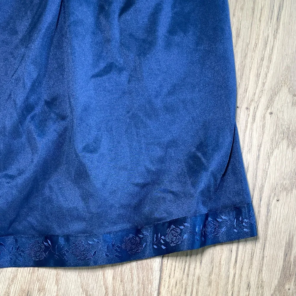 Vintage Satin Navy Blue Slip Skirt - Image 2