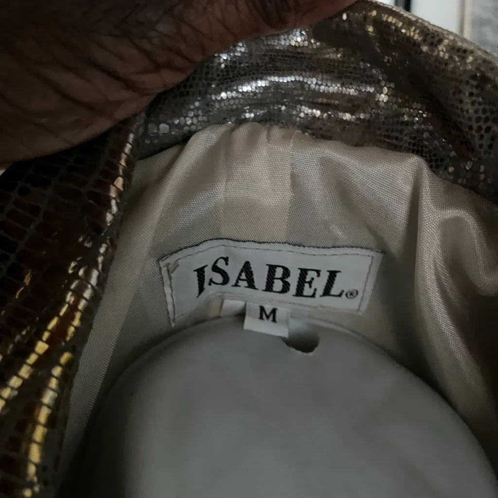 Isabelle leather Metallic Croc Embossed Women's Blazer Jacket coat medium - Image 3