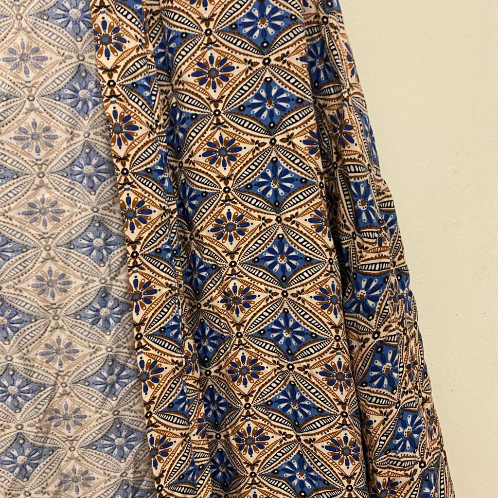 Coofandy Womens Open Robe Kimono Duster S Small Blue & Brown Boho Print Bohemian - Image 3