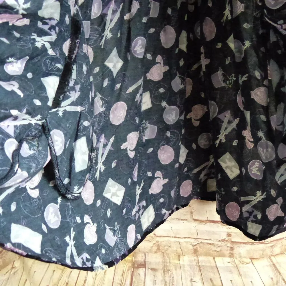 Harry Potter Dress Womens M Black Weasleys Wizard Wheezes Bell Sleeve Witch Rock - Image 9