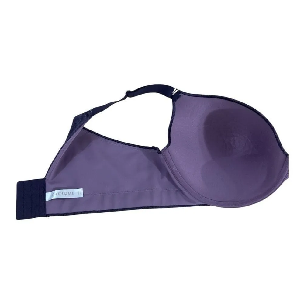 Cacique Lane Bryant Purple Boost Plunge Bra Plus Size 46DD Underwire Lingerie - Image 3