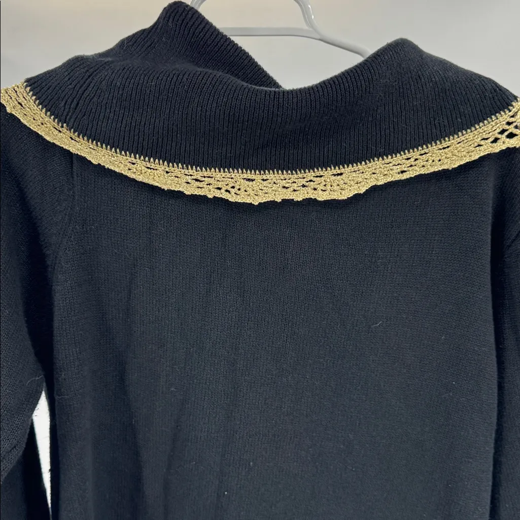 KIKIT Black Sweater with Teddy Bear Christmas Tree Design cowl neck L metallic Size L - Image 10