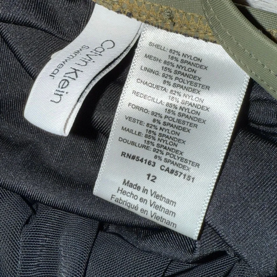 CALVIN KLEIN Women’s Swimwear Tummy Tucker Sz 12 one piece olive green swimsuit - Image 4