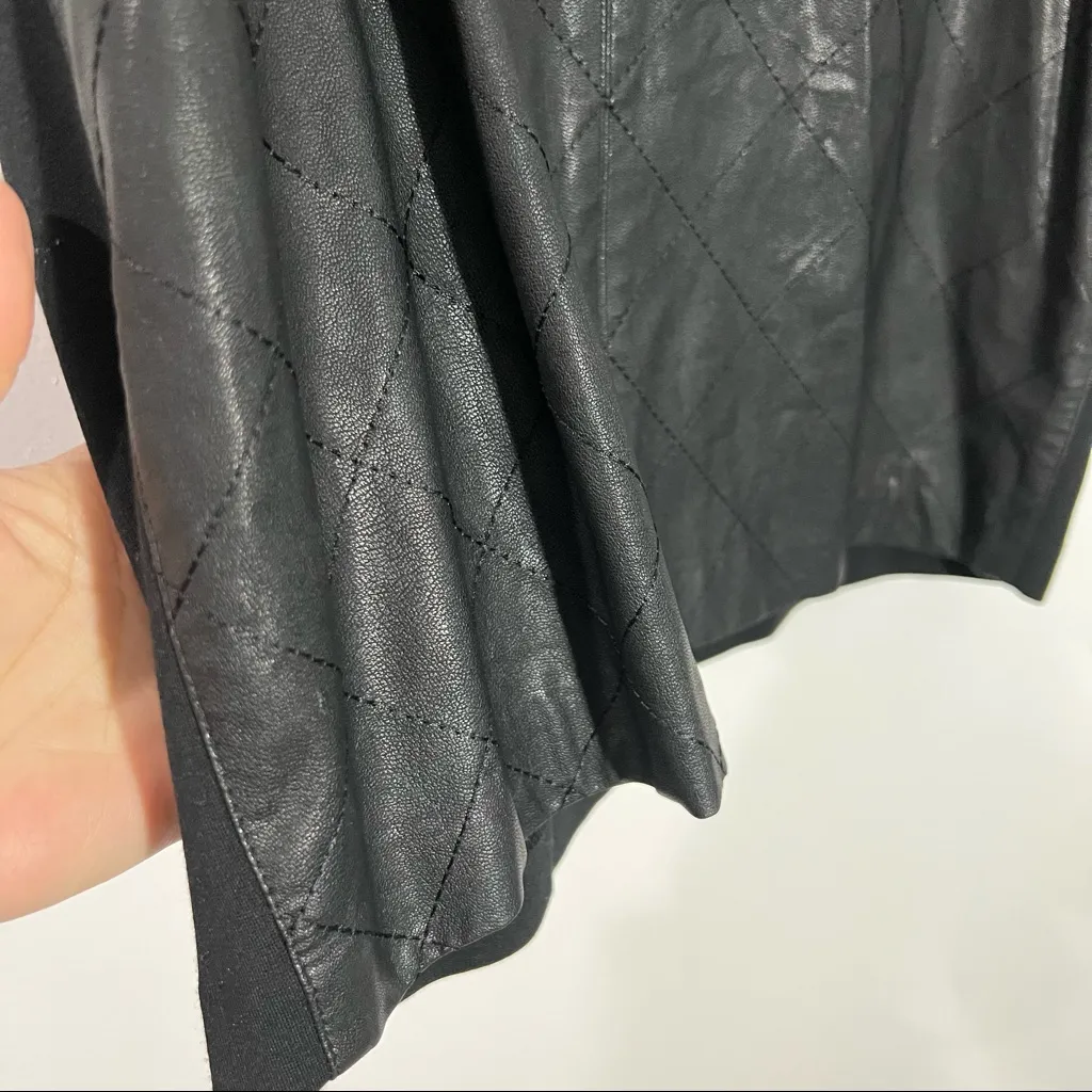 Chico's Faux Leather Quilted Pencil Skirt In Black Size‎ Medium (10) - Image 4
