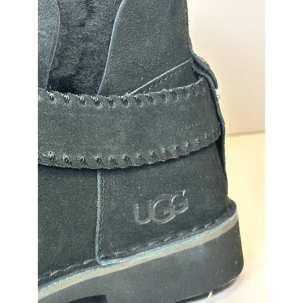 UGG MCKAY BLACK SUEDE ANKLE STRAP WOMEN'S BOOTS Size 7.5 NEW - Image 2