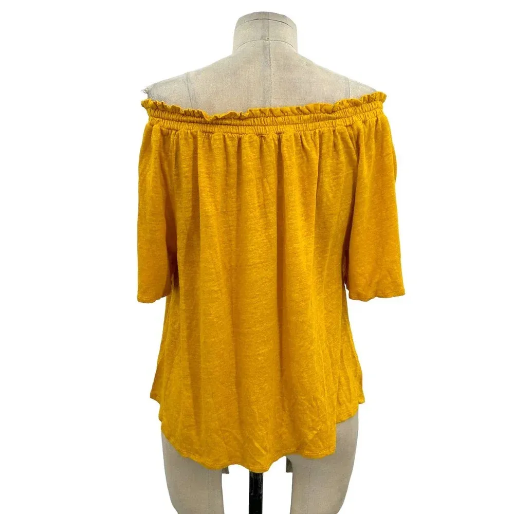 Sundance Dancing Garden Top‎ Yellow Embroidered Off the Shoulder Size Small - Image 3