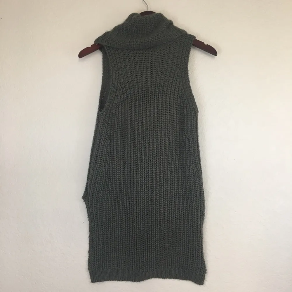 Poof Sleeveless Cowl Neck Olive Green Sweater - Image 3