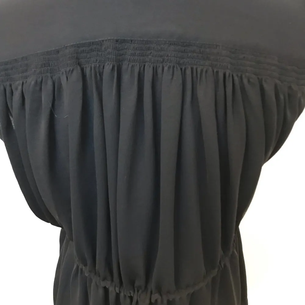 Banana Republic Black Drop Hem Tank Cinched Waist Button Up Blouse Size XXSP - Image 5