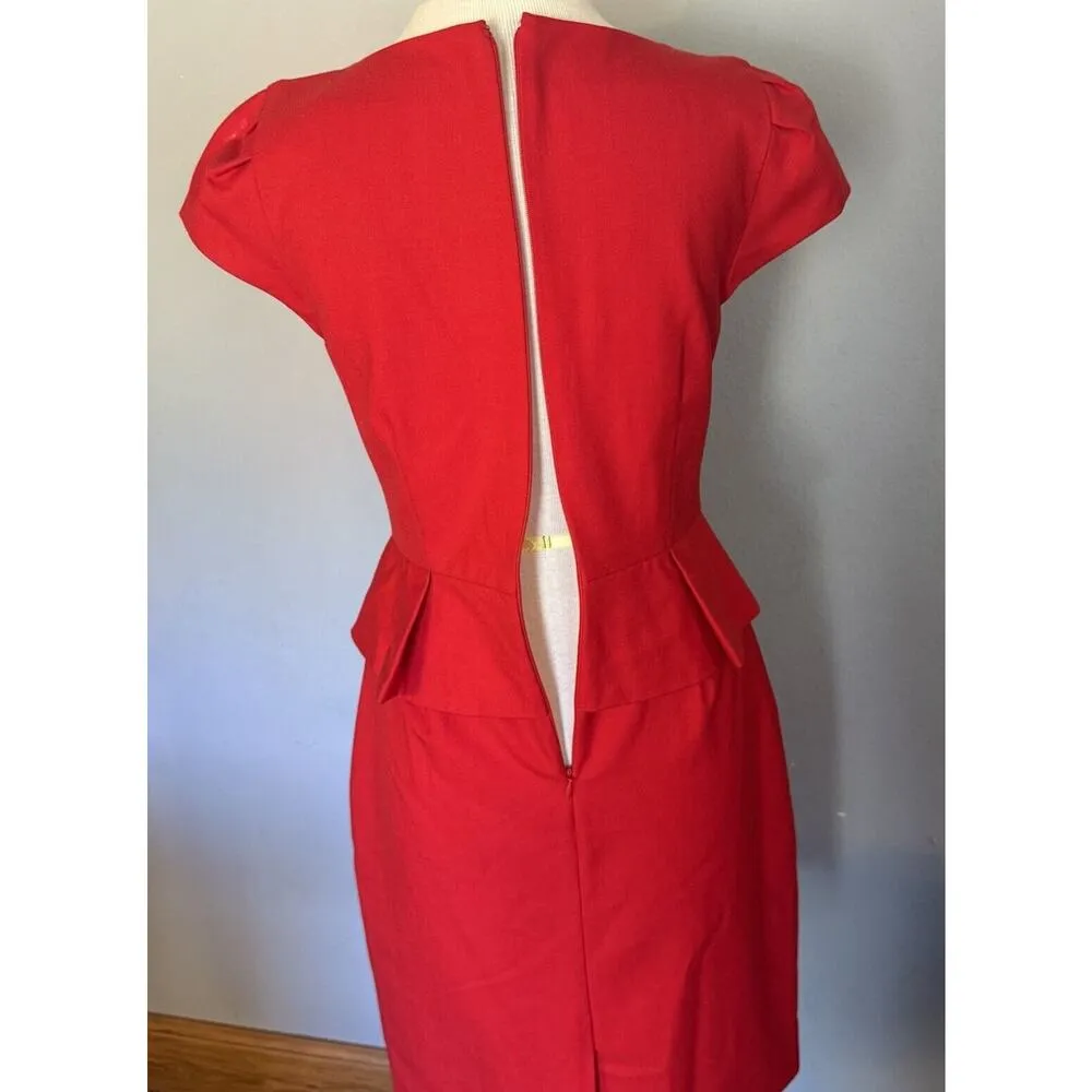 J.Crew Dress Crepe Cap Sleeve Size 2 Red Holiday Christmas Party Career Office - Image 5