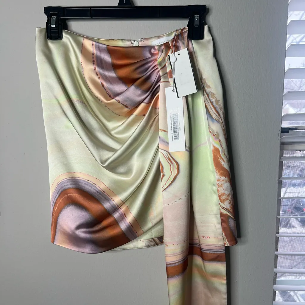 JONATHAN SIMKHAI Mae seafoam marble printed skirt NWT 2 $395 - Image 6