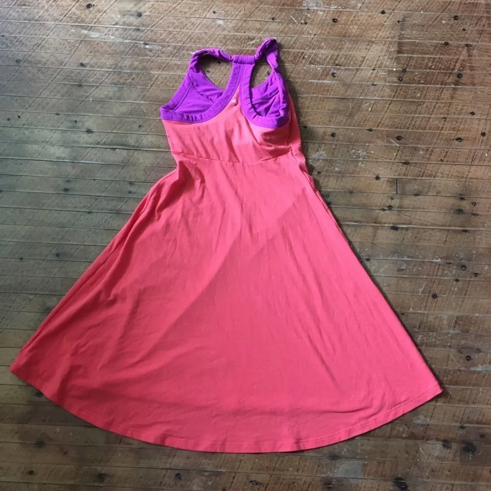 Prana S coral & purple knit athletic sporty strappy dress - Image 3