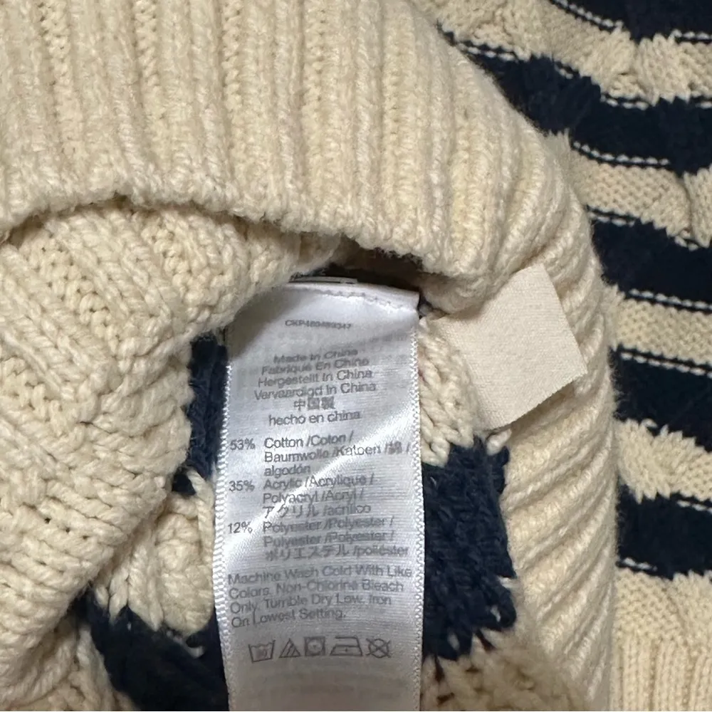 NWT Madewell Cable-Knit Oversized Sweater in Stripe Large - Image 6