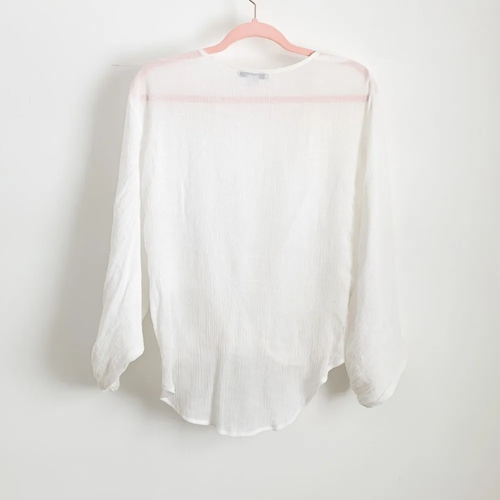 FAVLUX  White Sheer Gauze Drape front Beach Top Boho Sz Small - Image 8