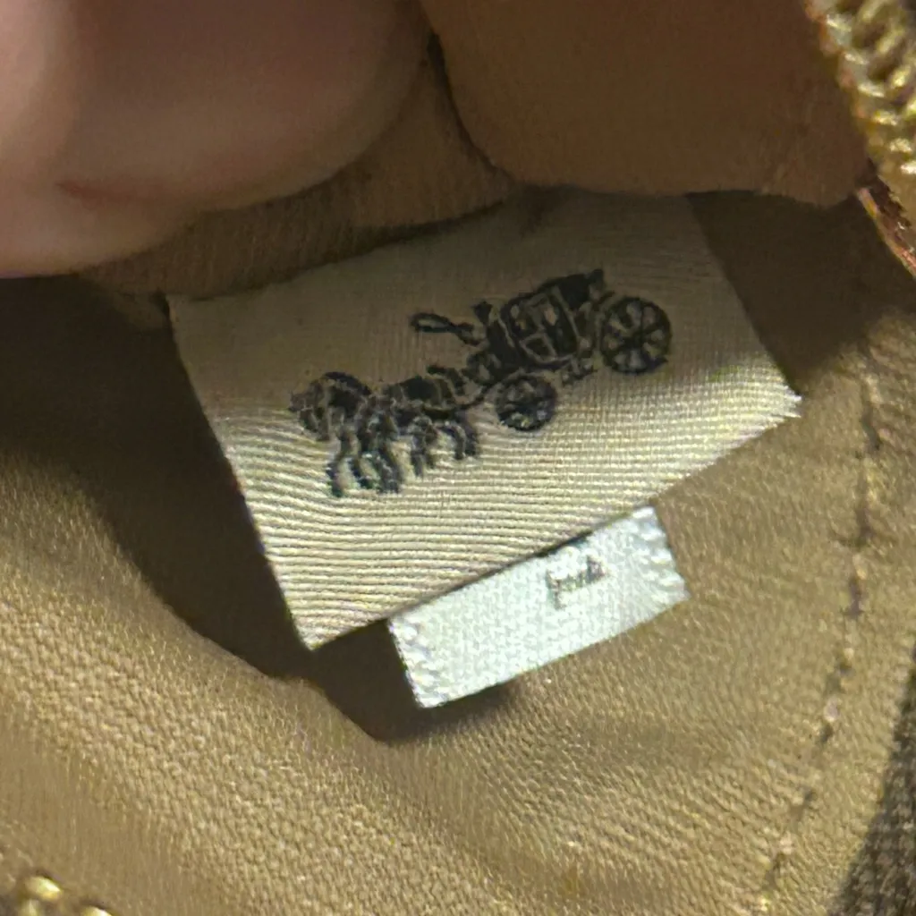 Coach Signature Canvas Circular Coin Pouch bag charm in the color khaki brown - Image 9