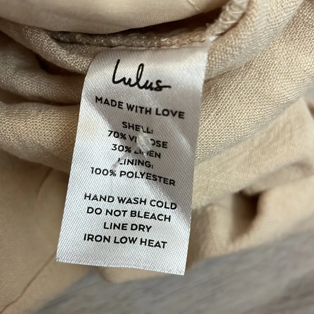 NWT  Tan Linen Zip Front Elastic Back Shorts Tie Belt Side Pockets Size M - Image 10