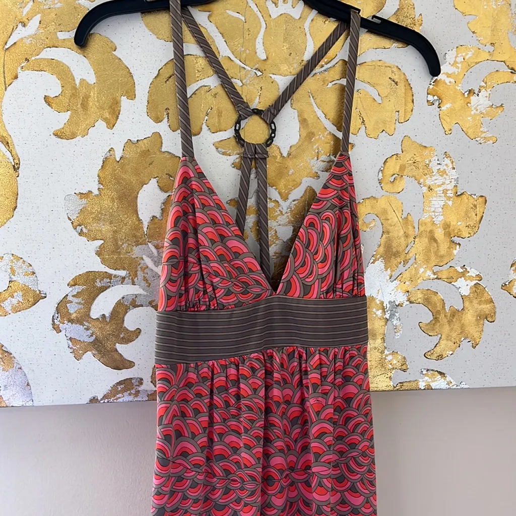 Trina‎ Turk Size 2 Silk Geometric Pink & Red Thin Strap Mini Dress - Image 9