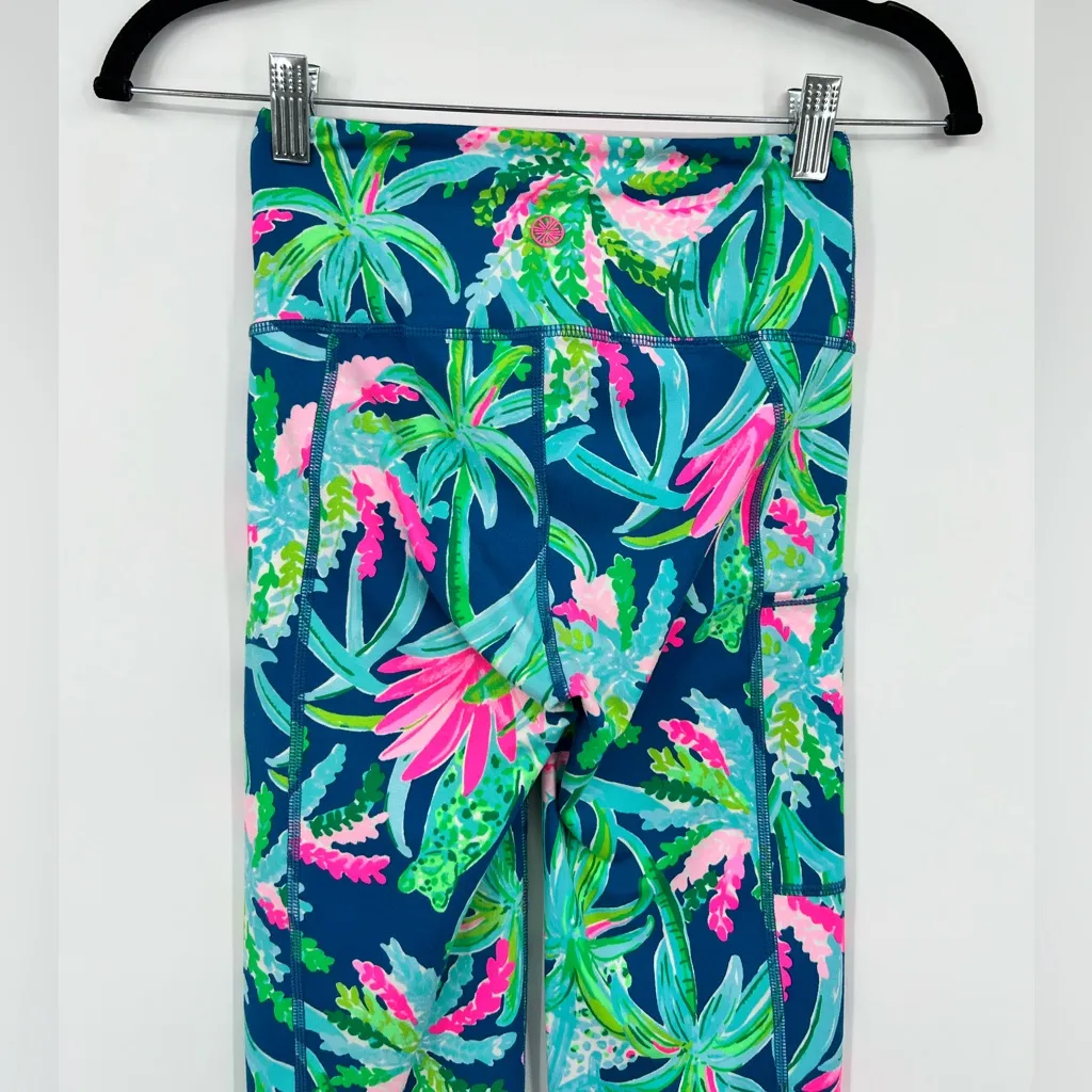 Lilly Pulitzer Weekender High Rise Crop Leggings Macaw Blue Sweet Escape Sz XXS - Image 11