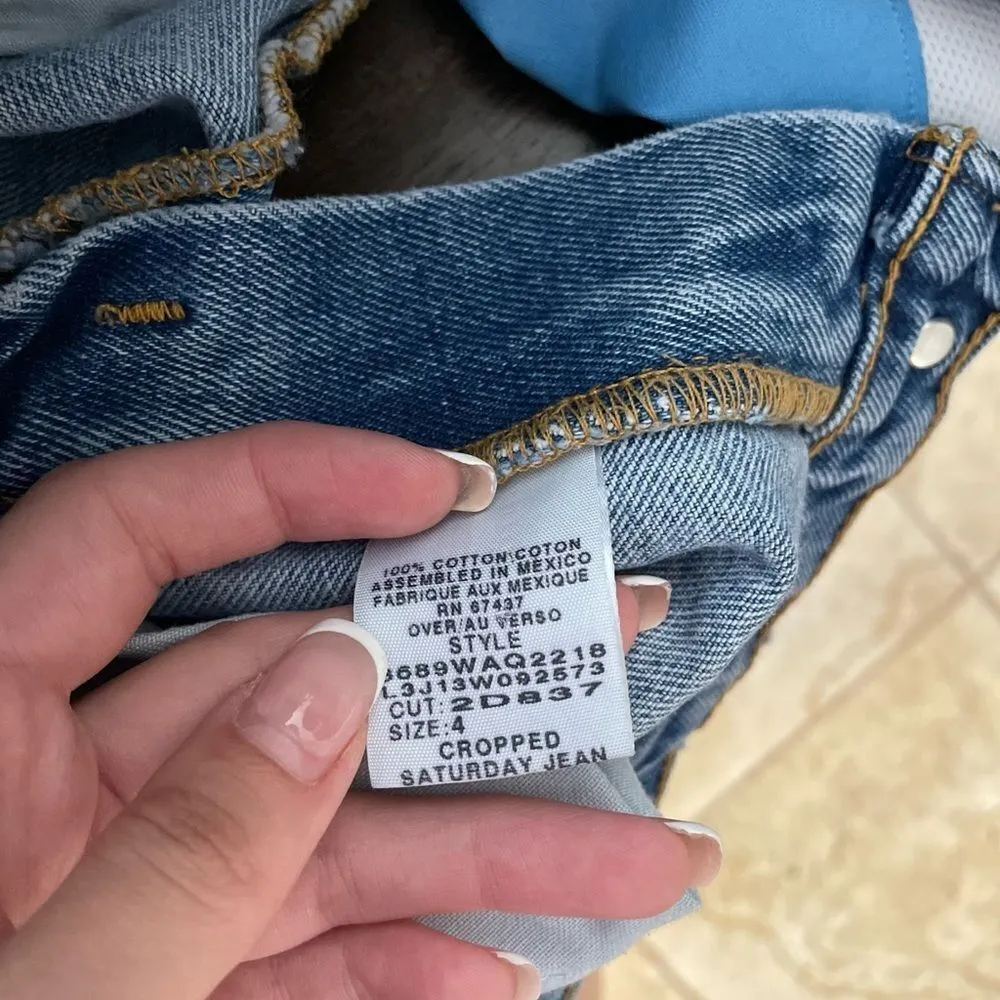 Vintage Y2K Ralph Lauren Floral Embroidered‎ Denim Shorts Sz 28 Raw Hem - Image 2