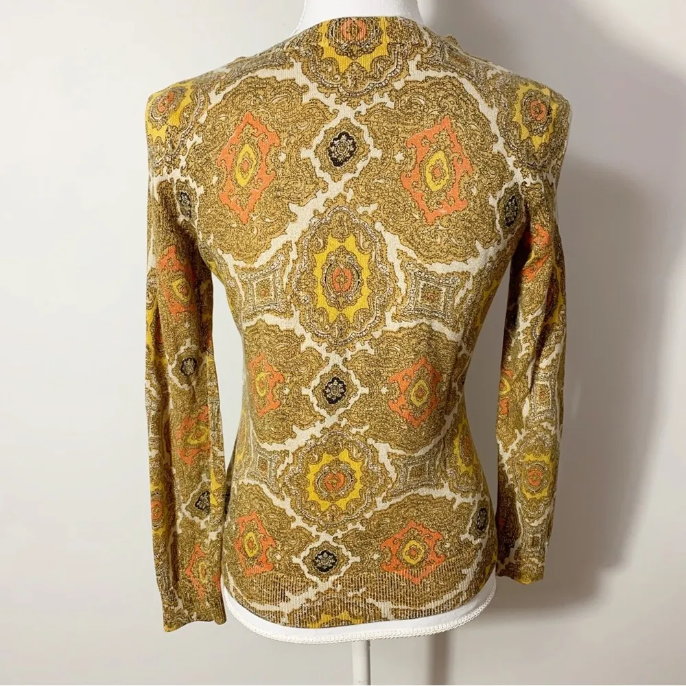 EUC Talbots Petite Gold Metallic Medallion Button Cardigan Sz P - Image 11