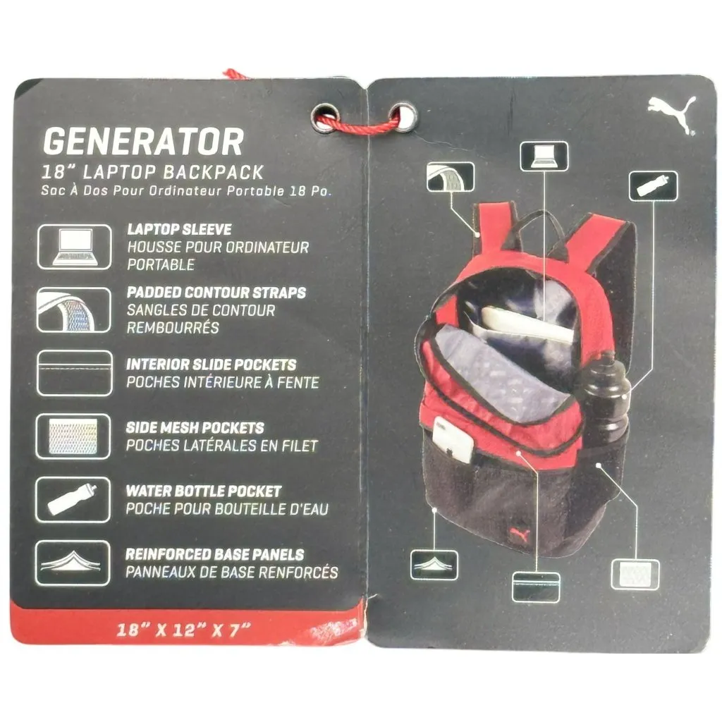 Puma  Generator Backpack 18"x12"x7" With Multiple Compartments & Water Bottle Po - Image 5