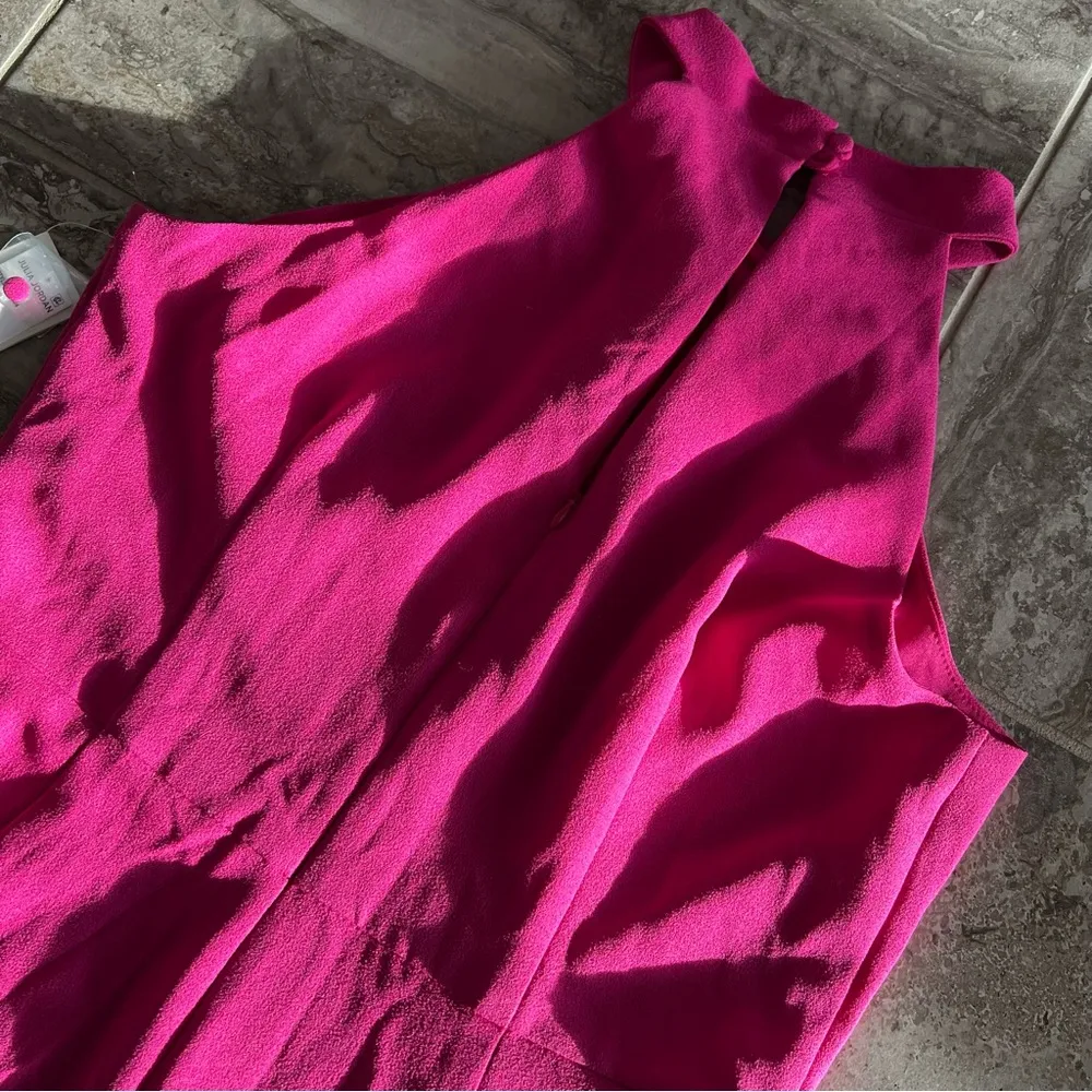 Julia Jordan Twist-Front Halter Jumpsuit in Fuchsia, Size 14 New w/Tag - Image 5