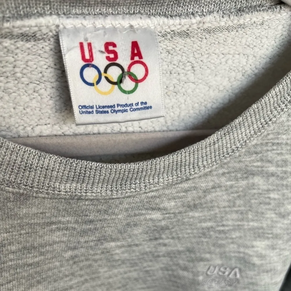 Vintage USA Olympics Heathered Grey Crewneck Pullover Sweatshirt | XL Gray - Image 4